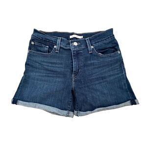 Levi’s ~ Women’s Mid Length Denim Shorts ~ size 28 ~ 5 pocket ~ rolled hem